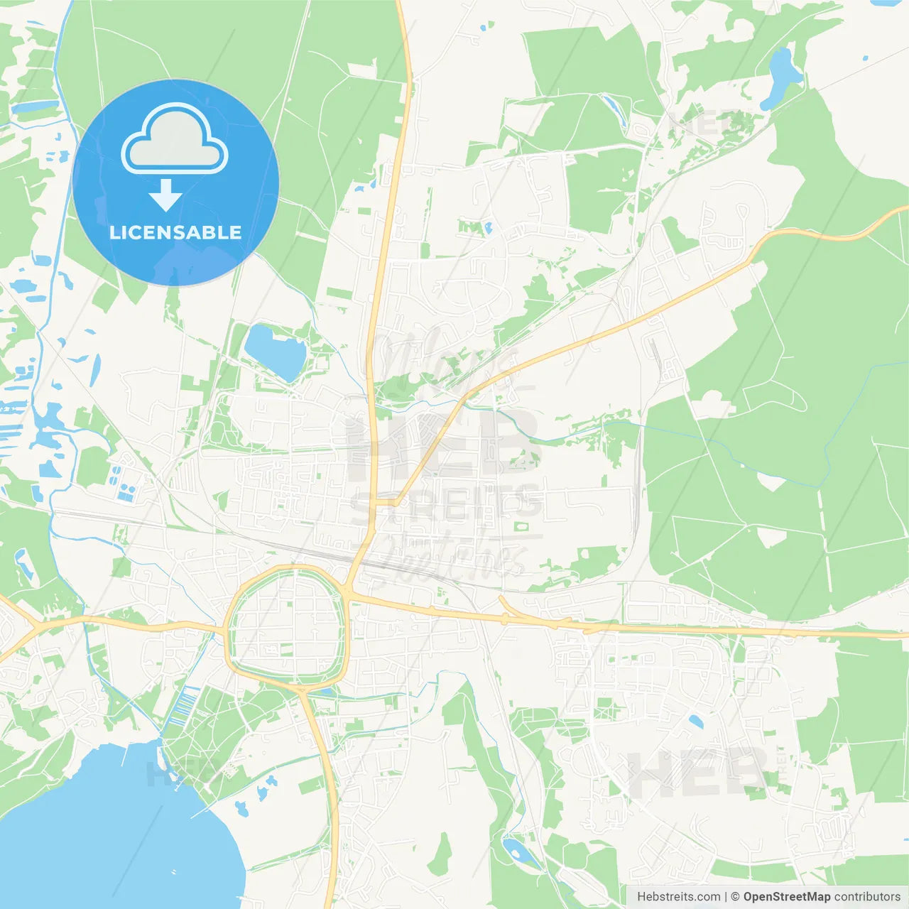 Neubrandenburg, Germany Vector Map - Classic Colors