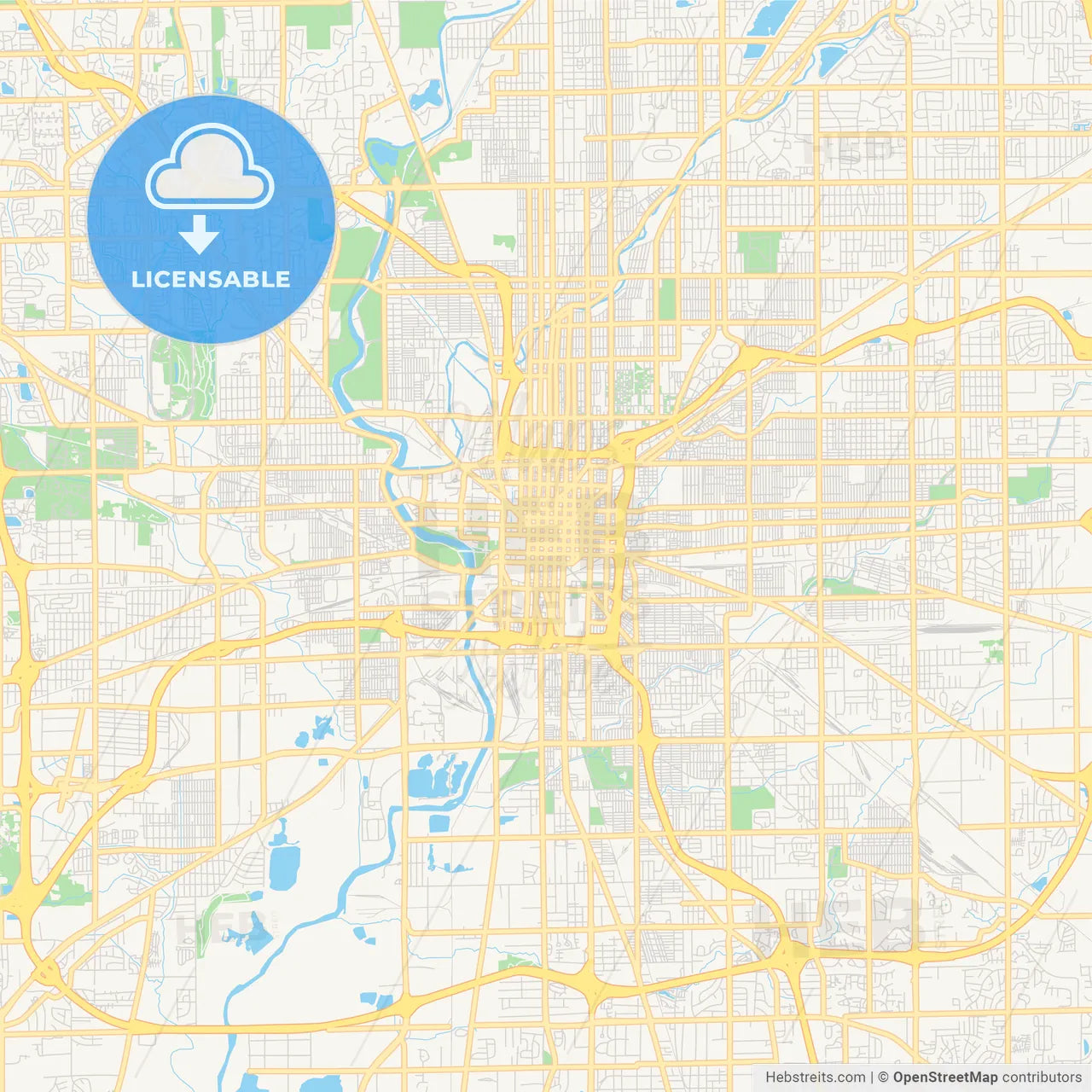 Empty vector map of Indianapolis, Indiana, USA