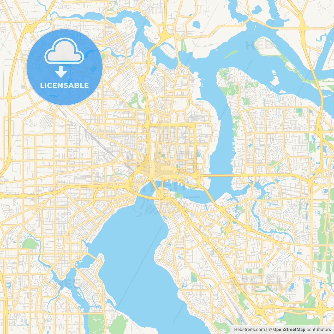 Empty vector map of Jacksonville, Florida, USA