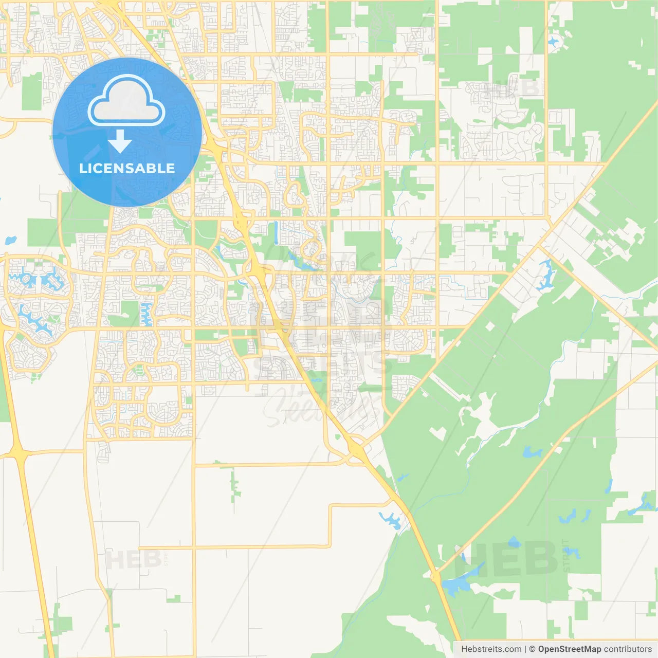 Empty vector map of Elk Grove, California, USA