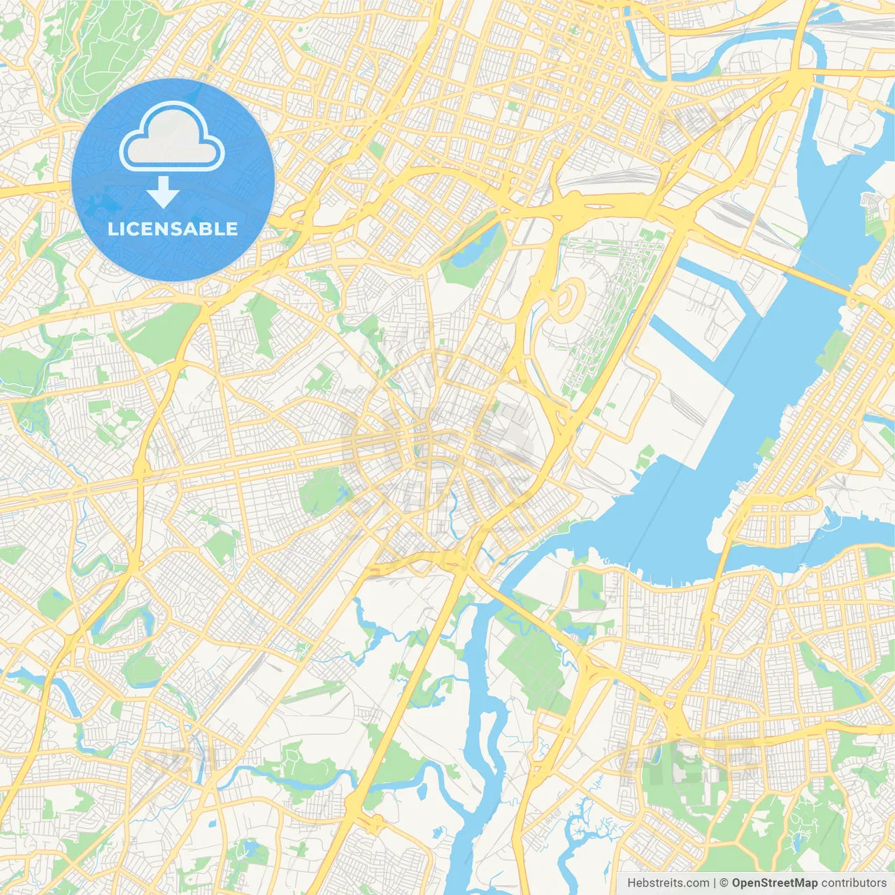 Empty vector map of Elizabeth, New Jersey, USA