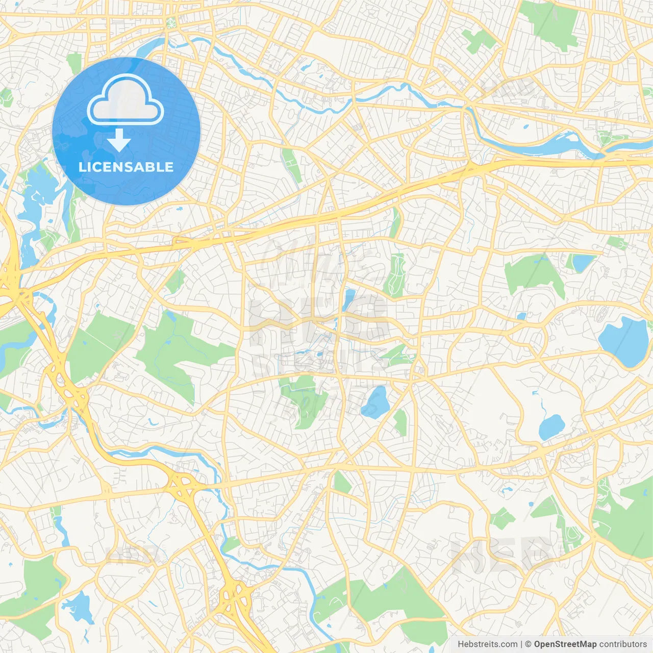 Empty vector map of Newton, Massachusetts, USA