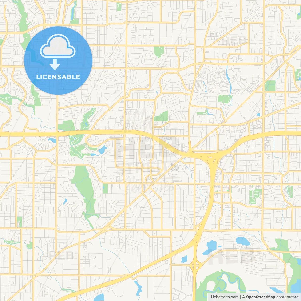 Empty vector map of North Richland Hills, Texas, USA