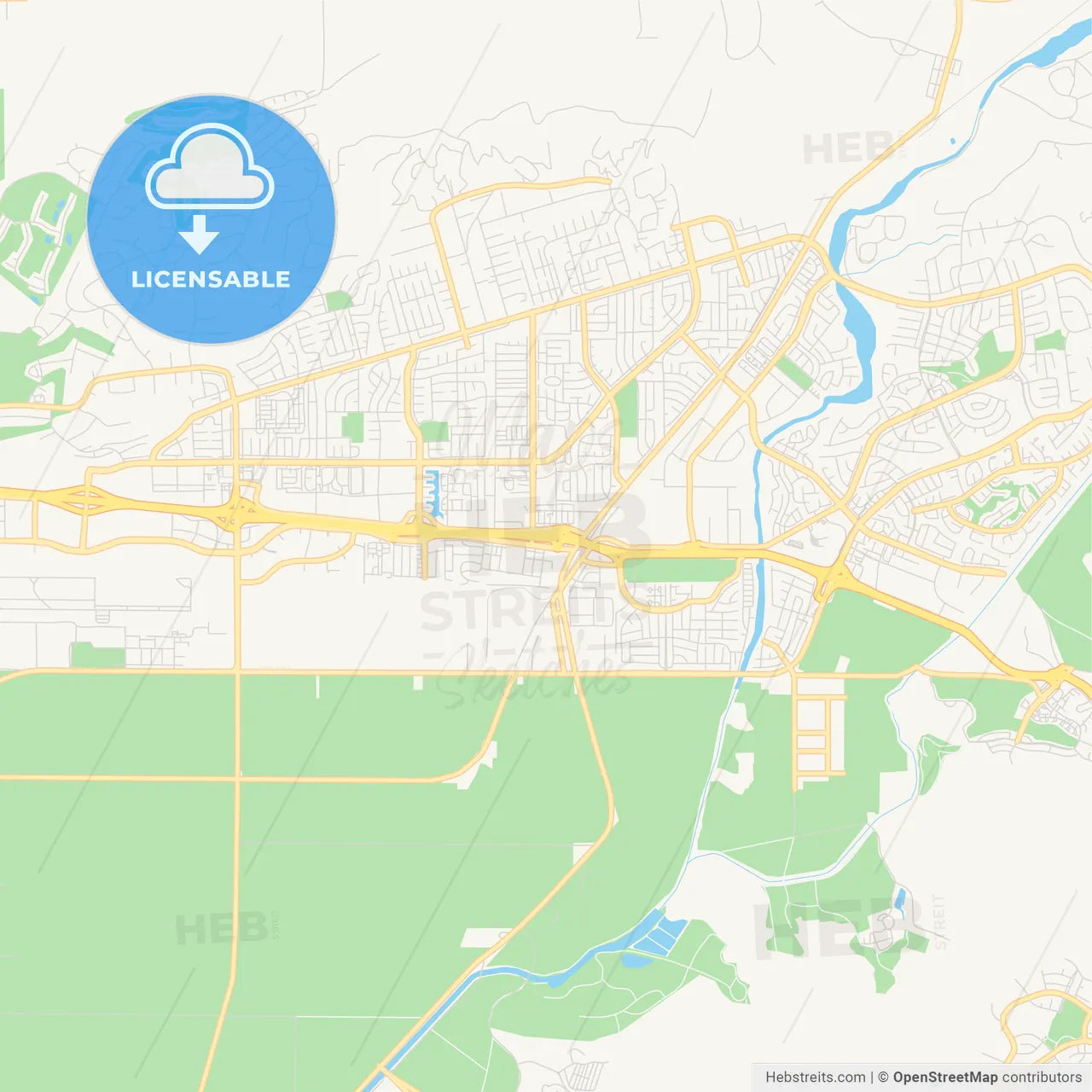 Empty vector map of Camarillo, California, USA