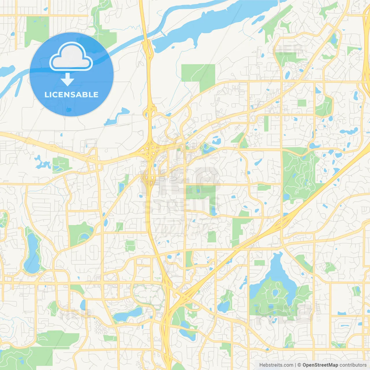 Empty vector map of Burnsville, Minnesota, USA