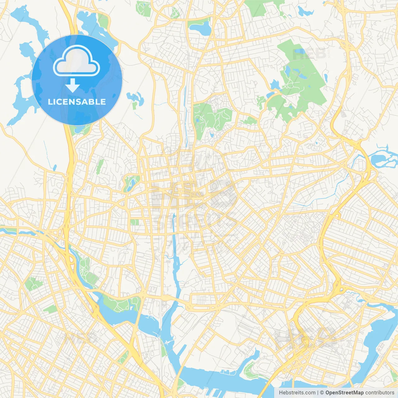 Empty vector map of Malden, Massachusetts, USA