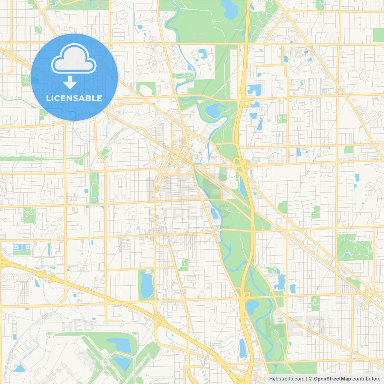 Empty vector map of Des Plaines, Illinois, USA