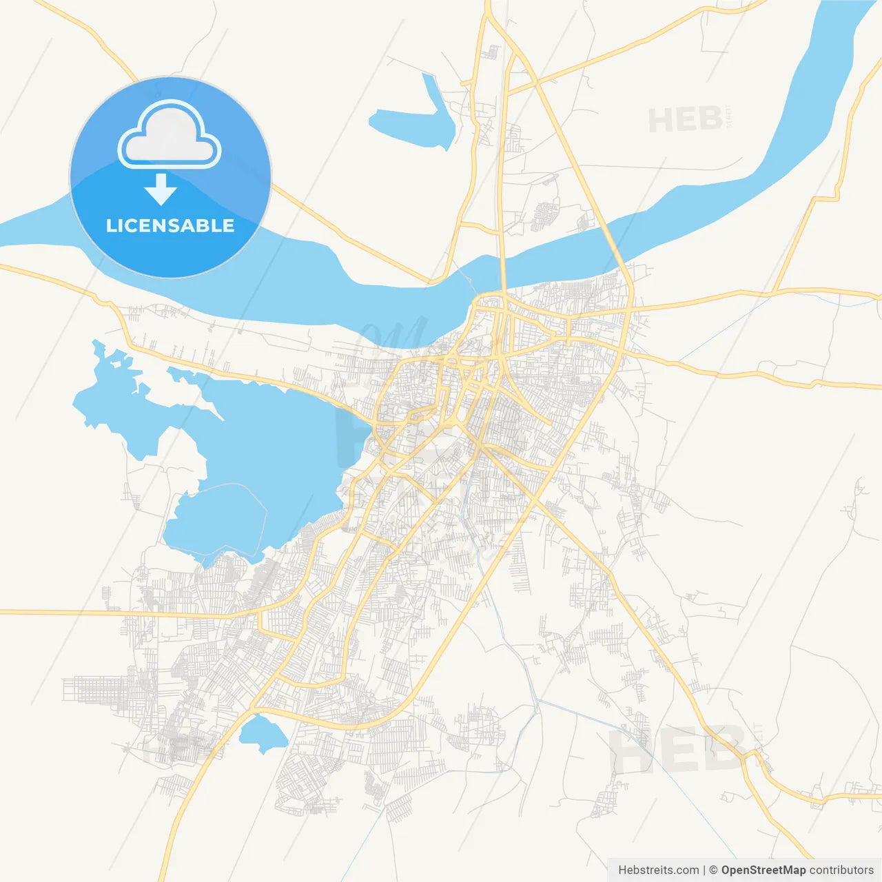 Printable street map of Nellore, India