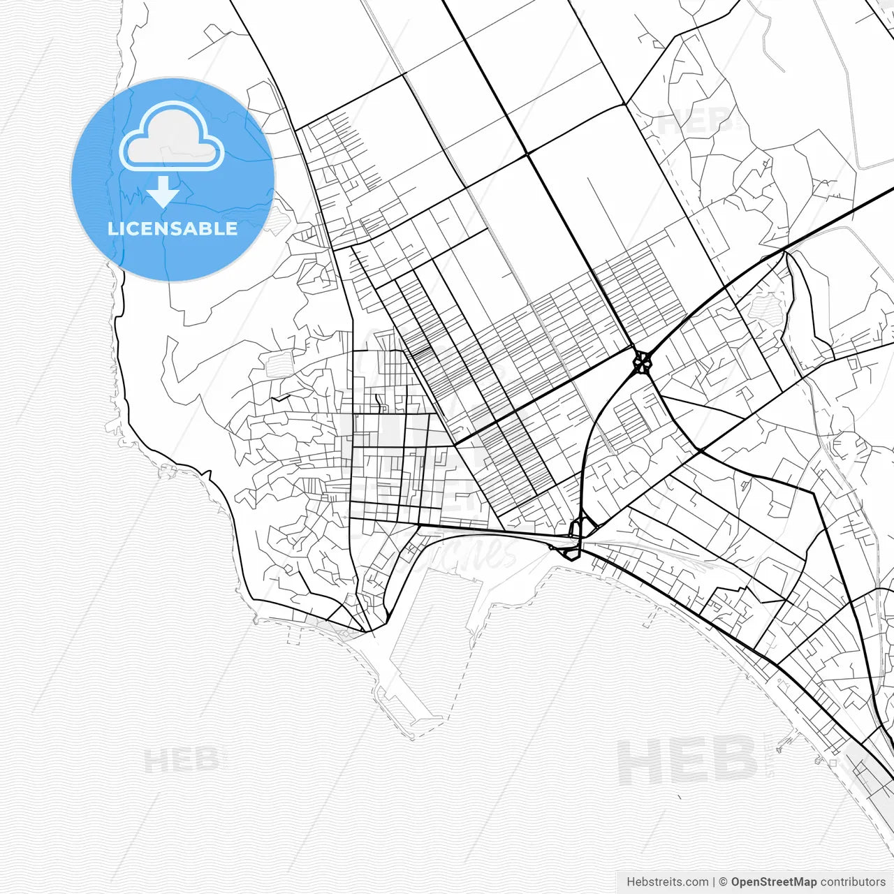Vector PDF map of Durrës, Albania