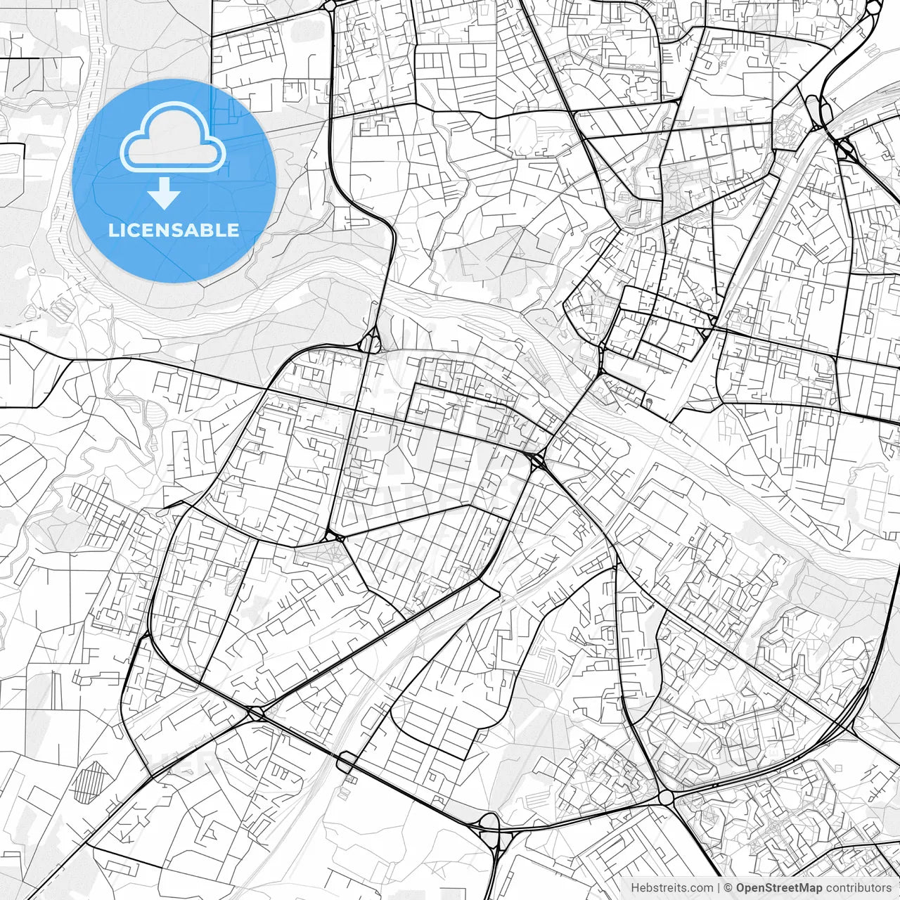 Vector PDF map of Grodno, Belarus
