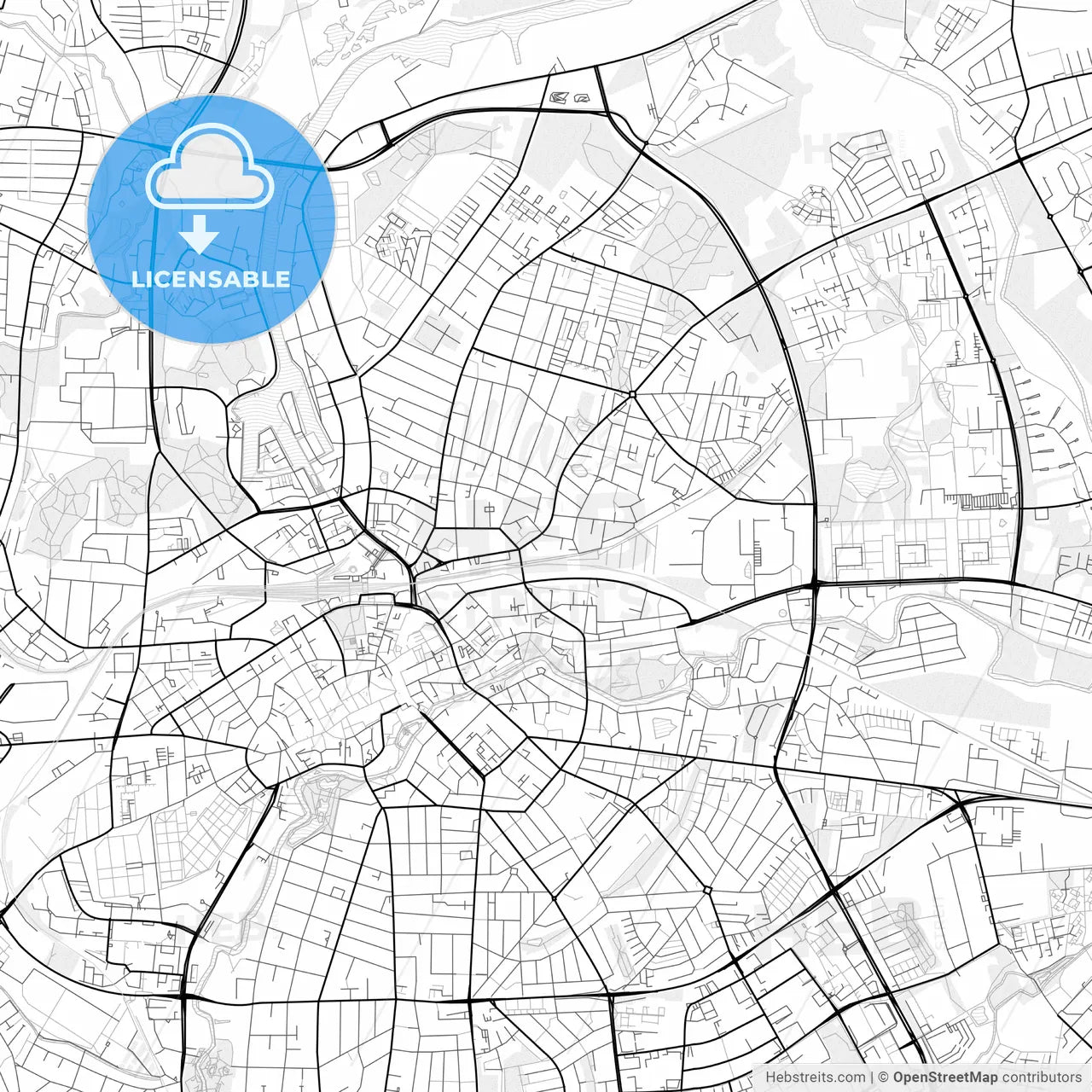 Vector PDF map of Odense, Denmark