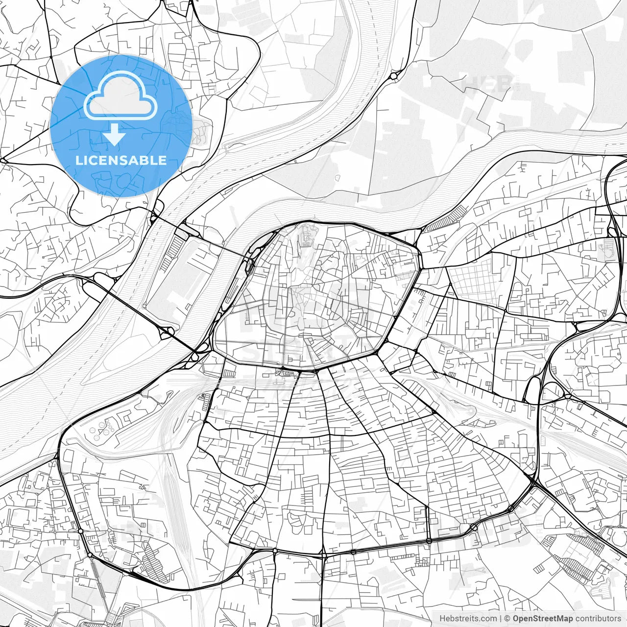 Vector PDF map of Avignon, France
