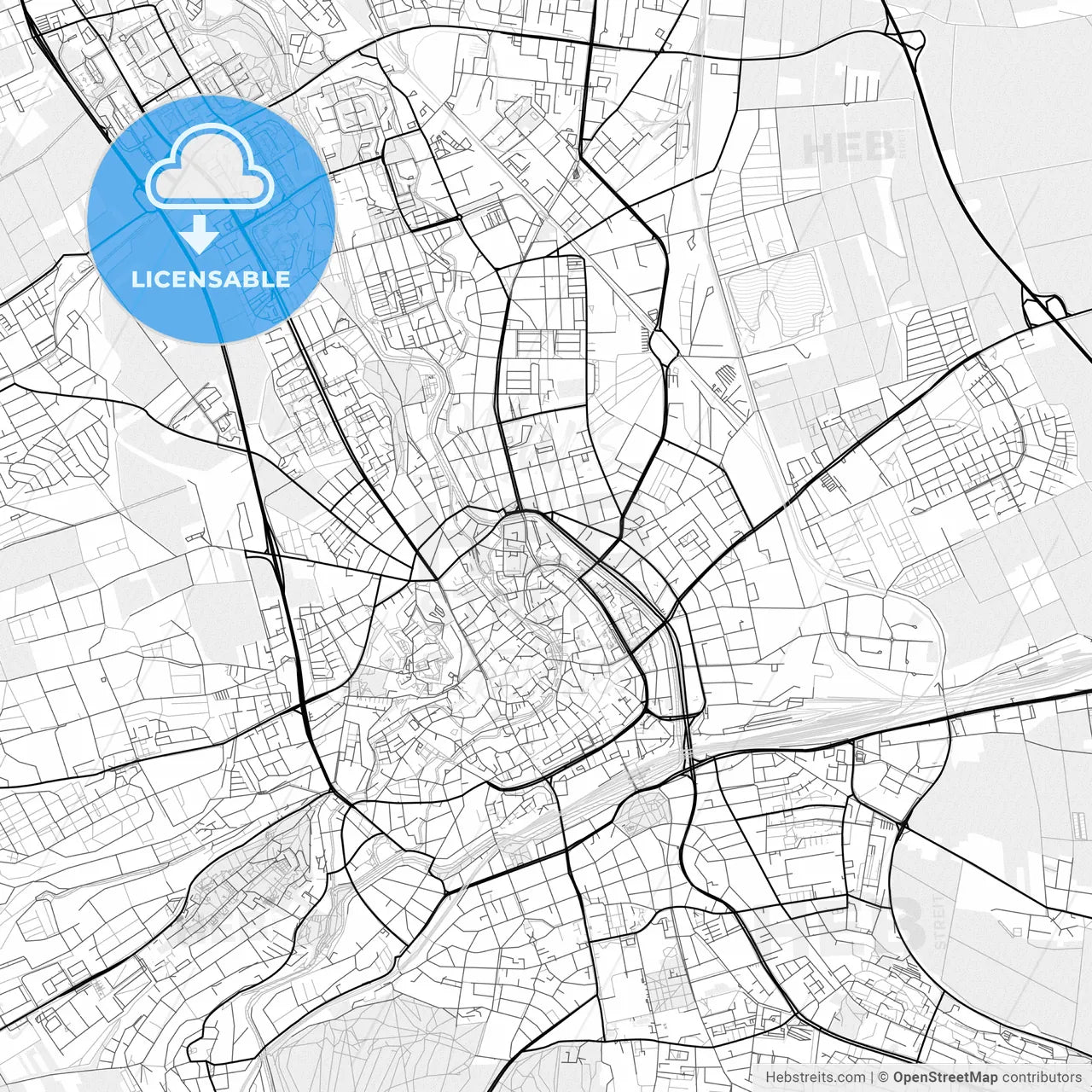 Vector PDF map of Erfurt, Germany