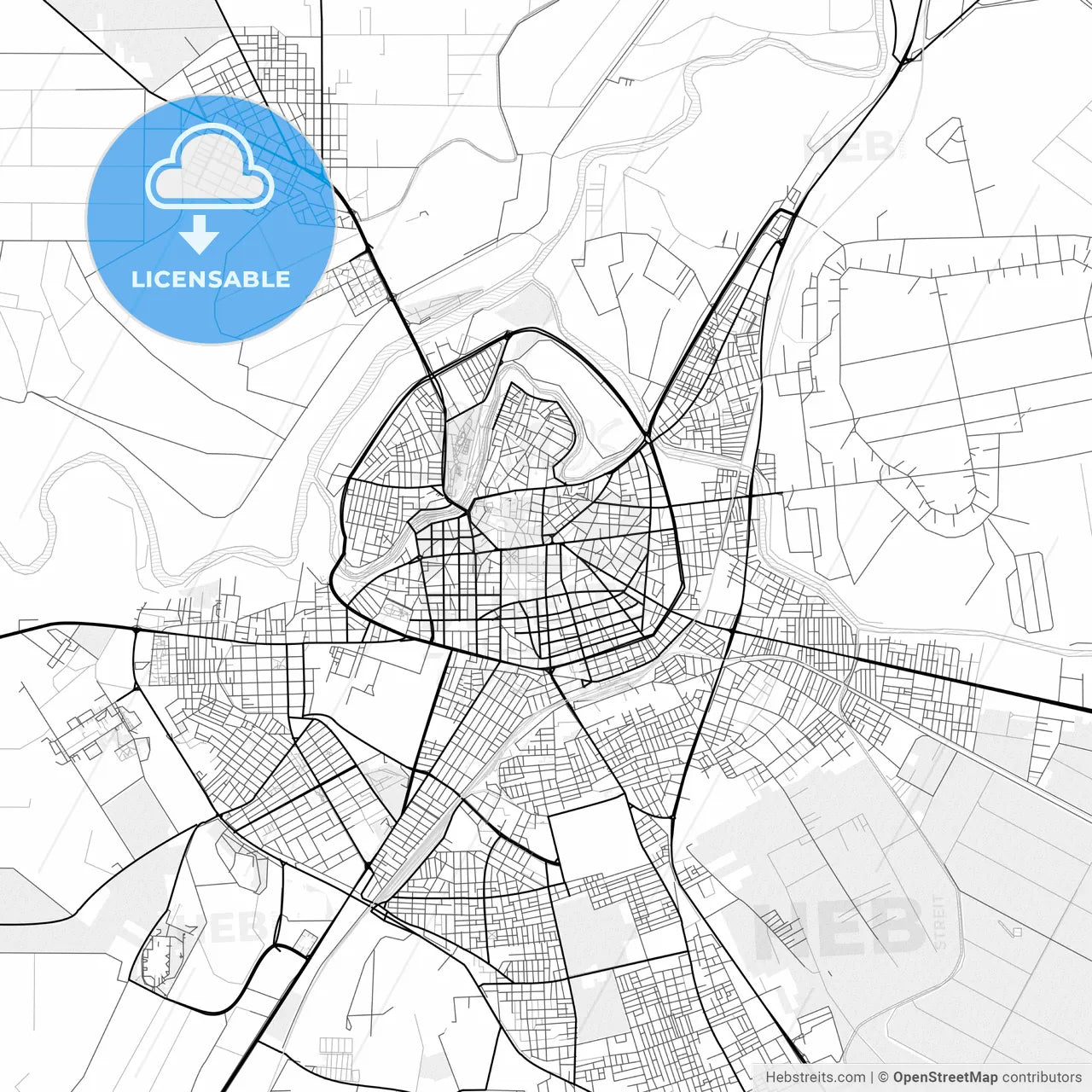 Vector PDF map of Larissa, Greece
