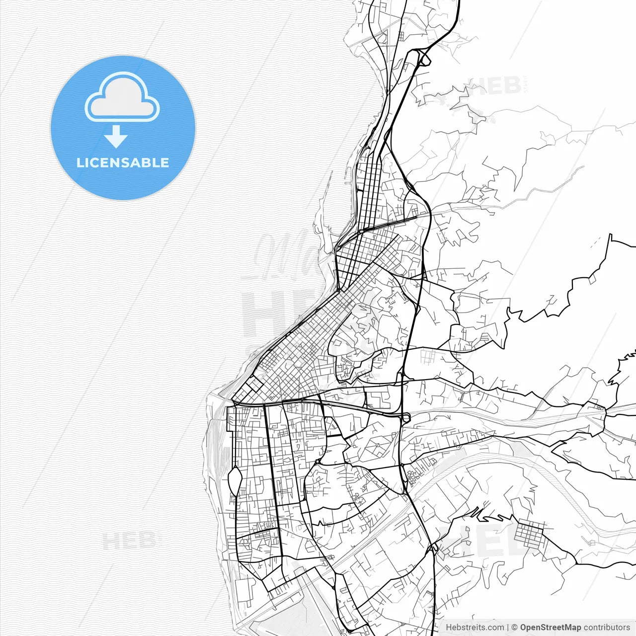Vector PDF map of Reggio Calabria, Italy