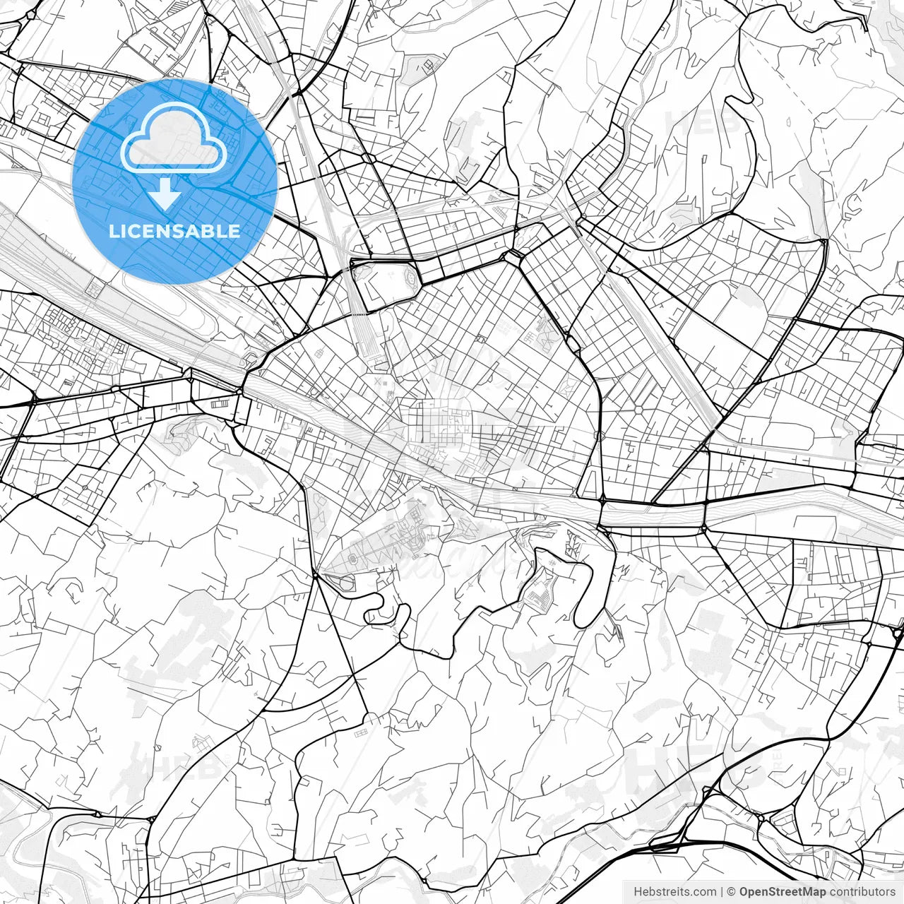 Vector PDF map of Florence, Italy