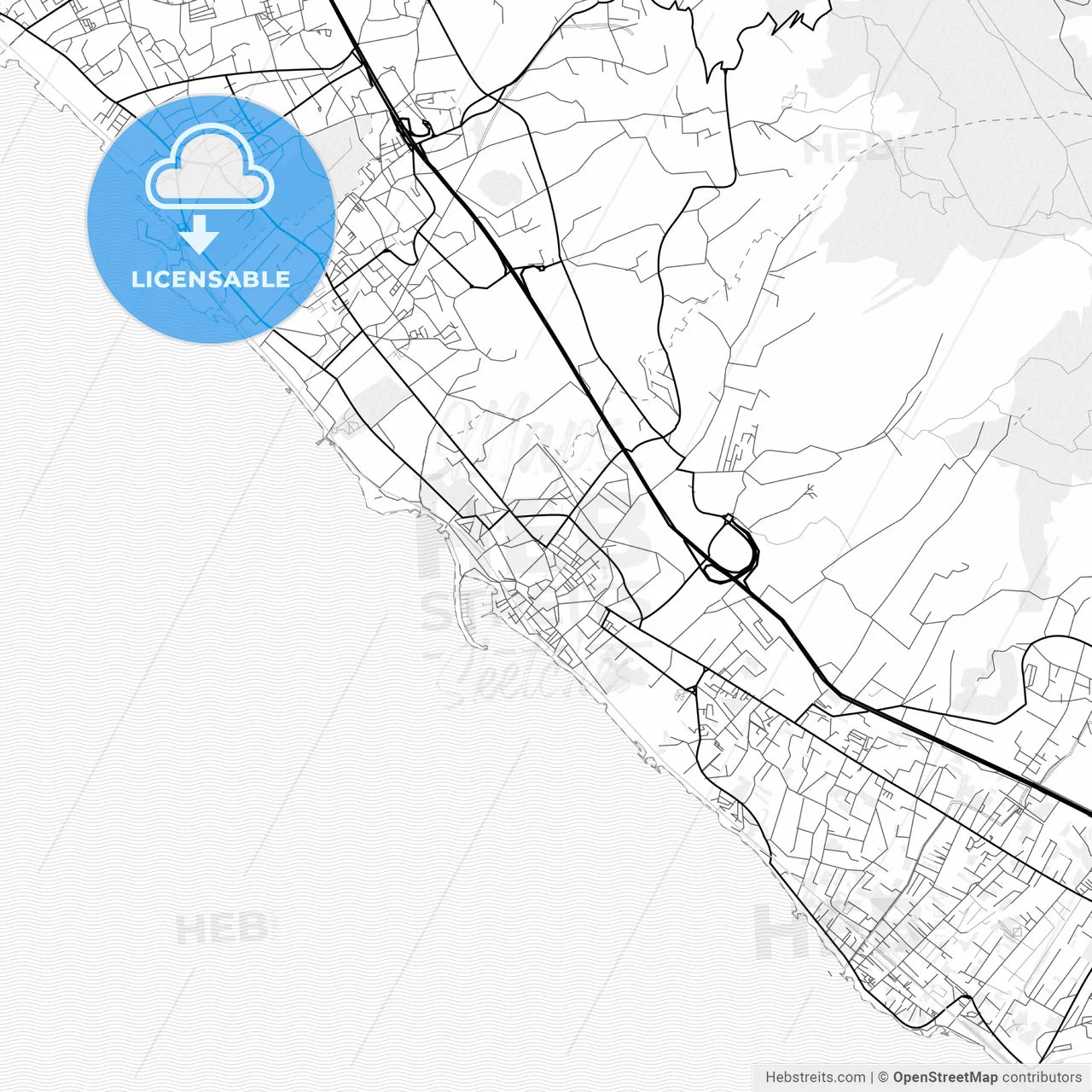 Vector PDF map of Torre del Greco, Italy