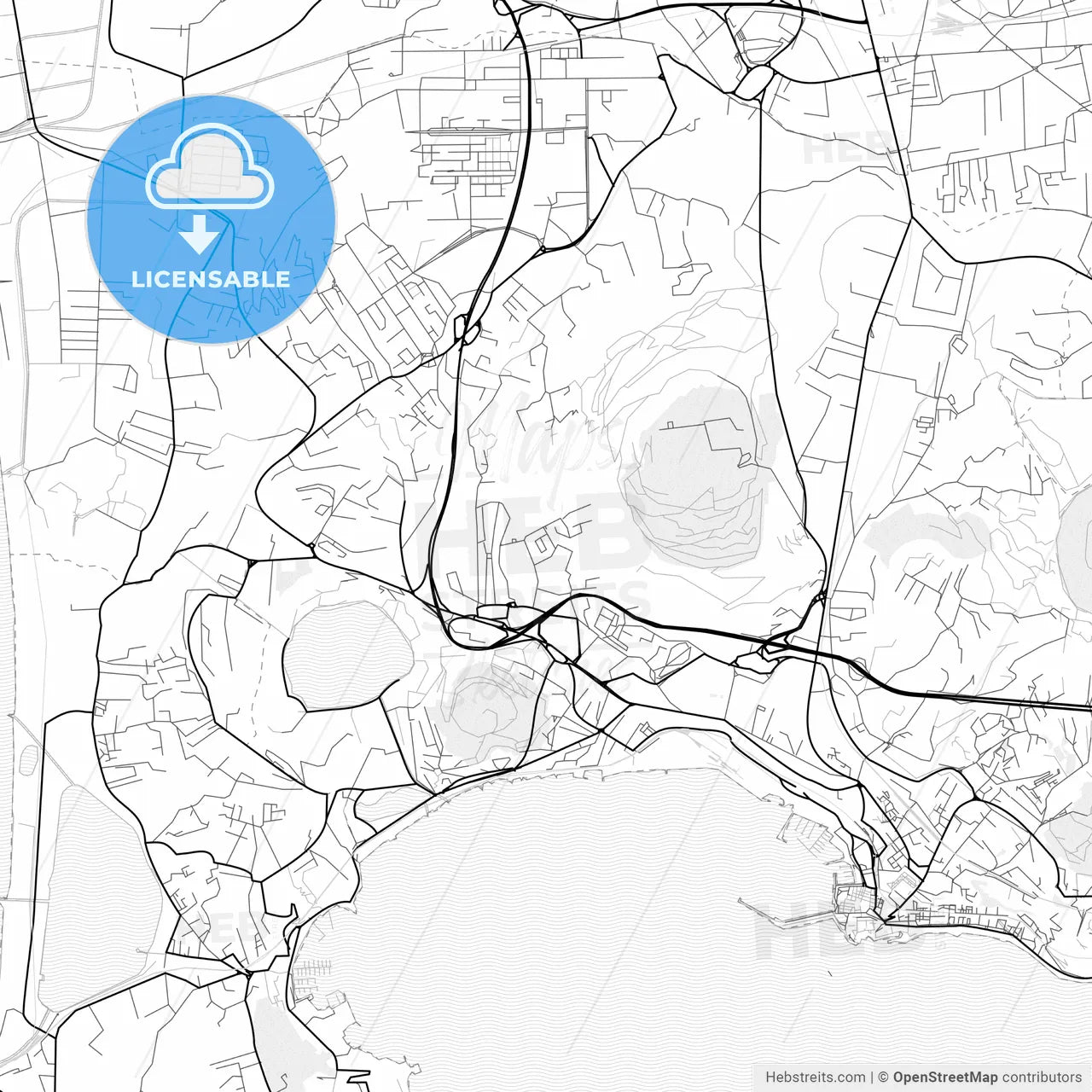 Vector PDF map of Pozzuoli, Italy