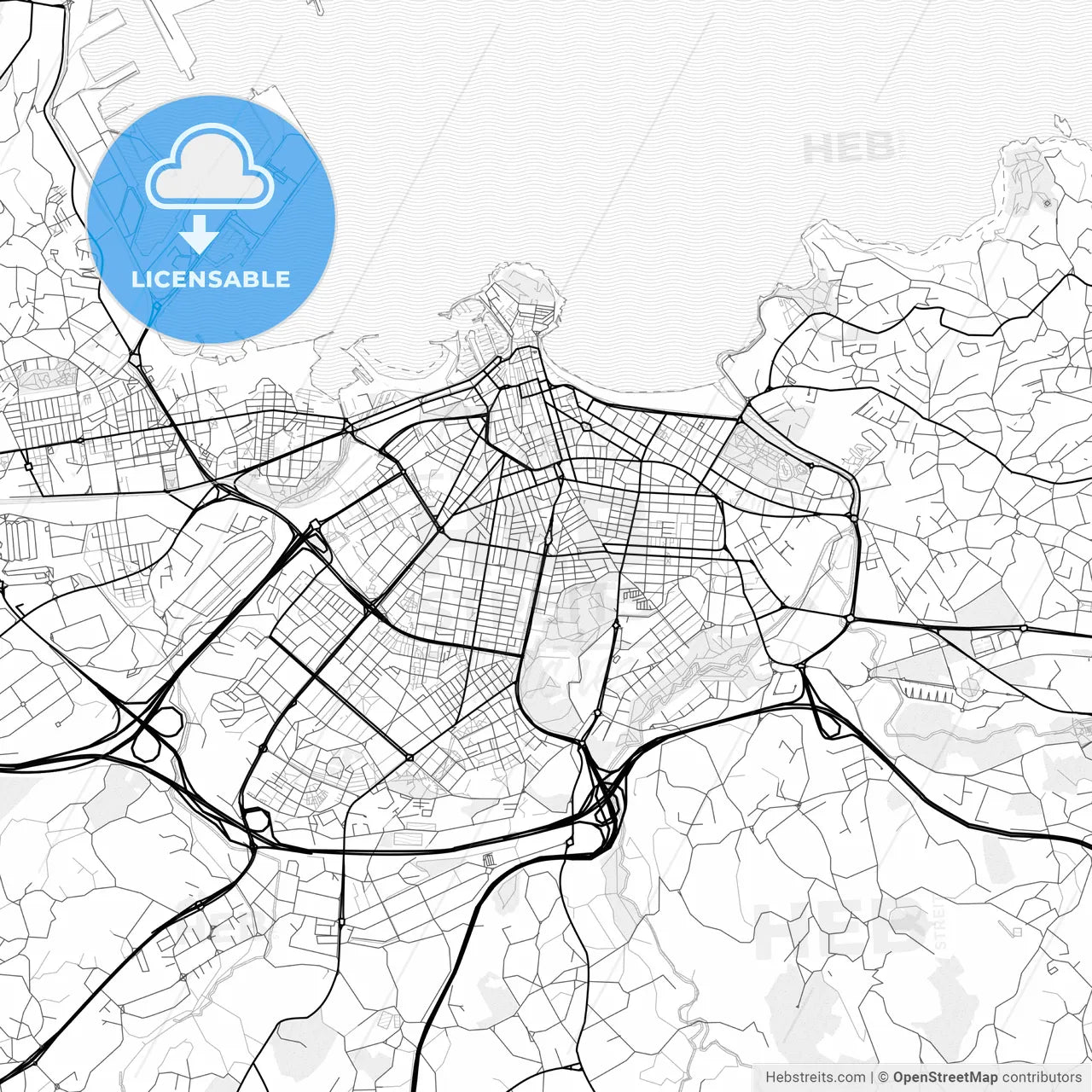 Vector PDF map of Gijón, Spain