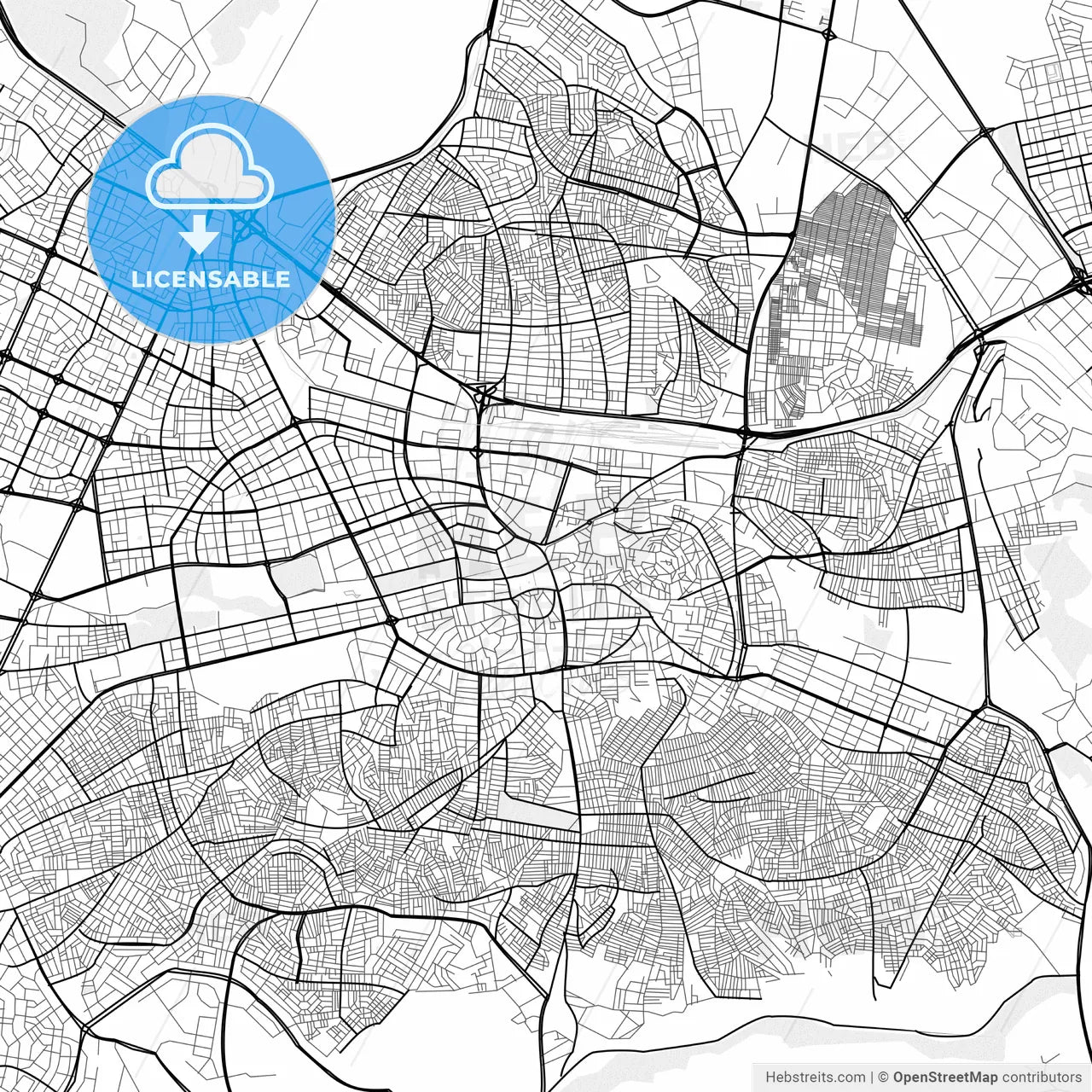 Vector PDF map of Gaziantep, Turkey