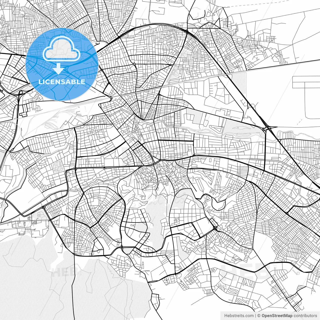 Vector PDF map of Eskişehir, Turkey