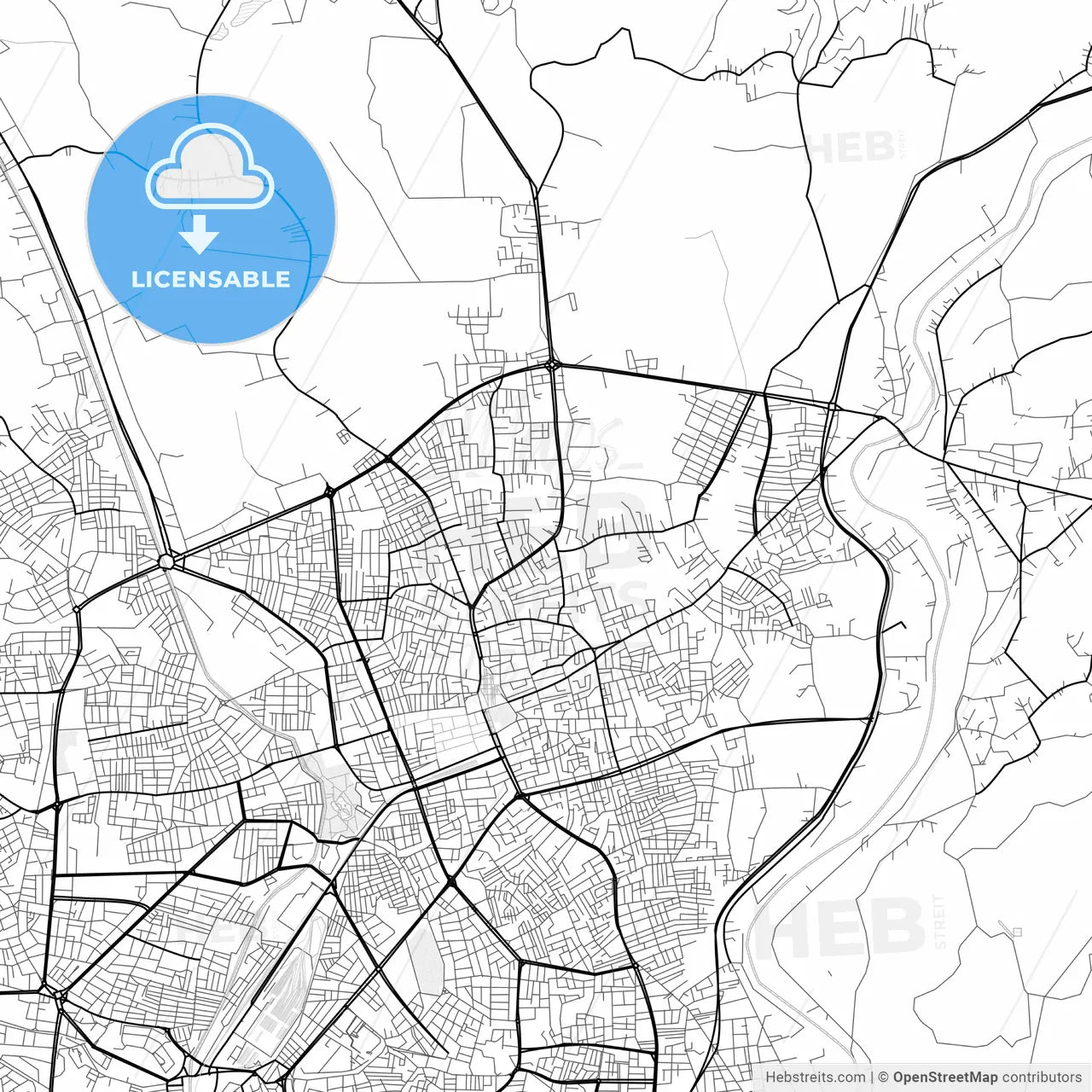 Vector PDF map of Adapazarı, Turkey