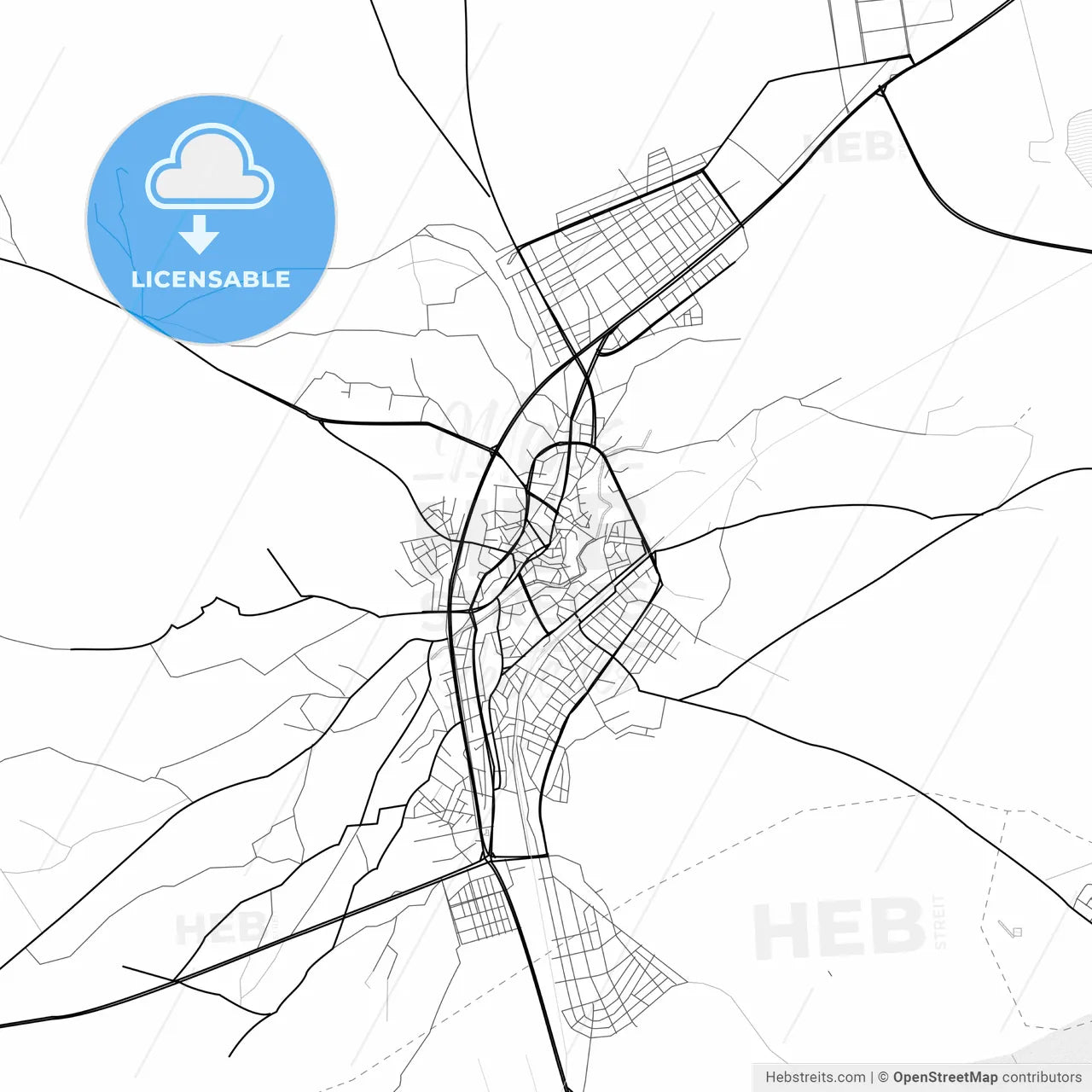 Vector PDF map of Bor, Turkey