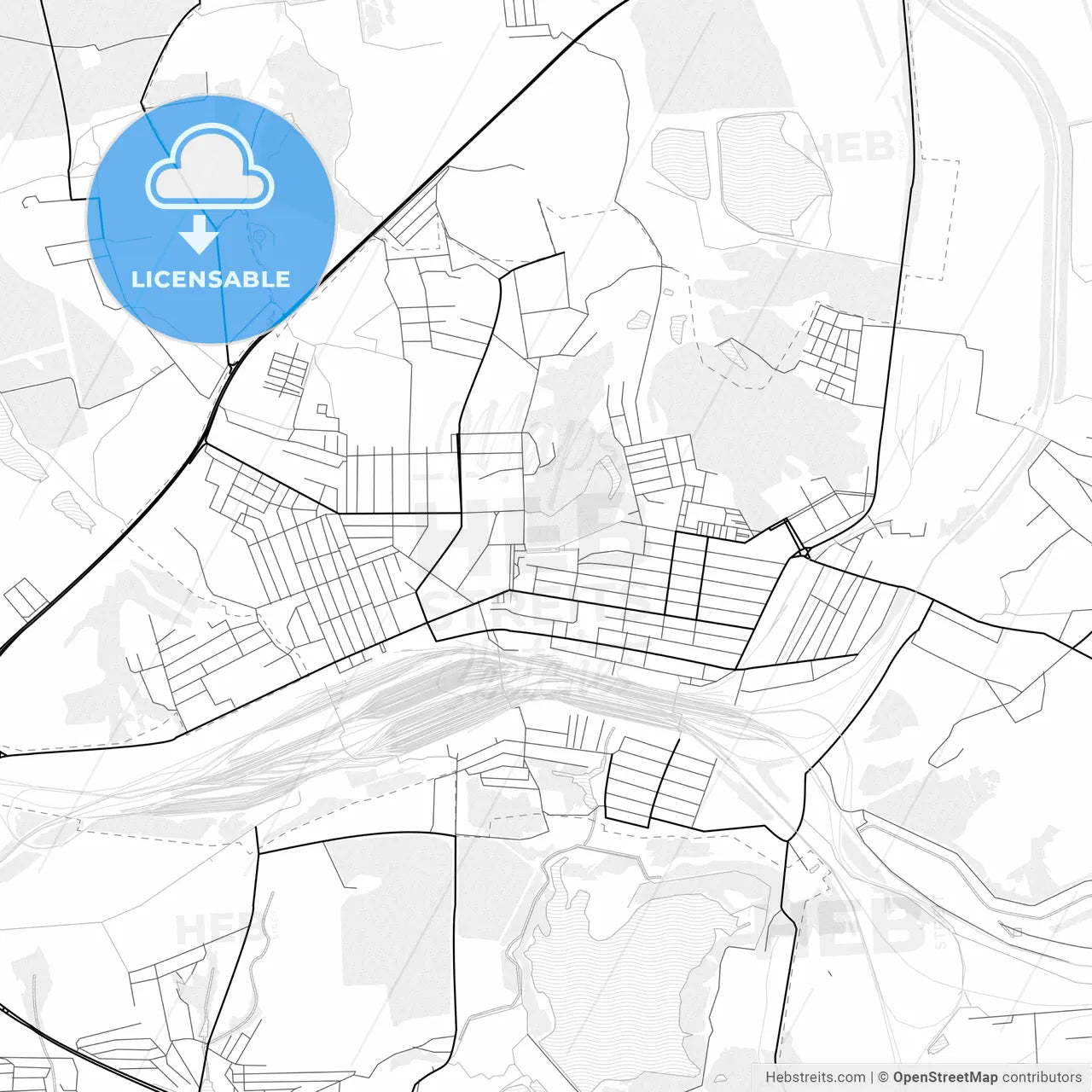 Vector PDF map of Yasynuvata, Ukraine