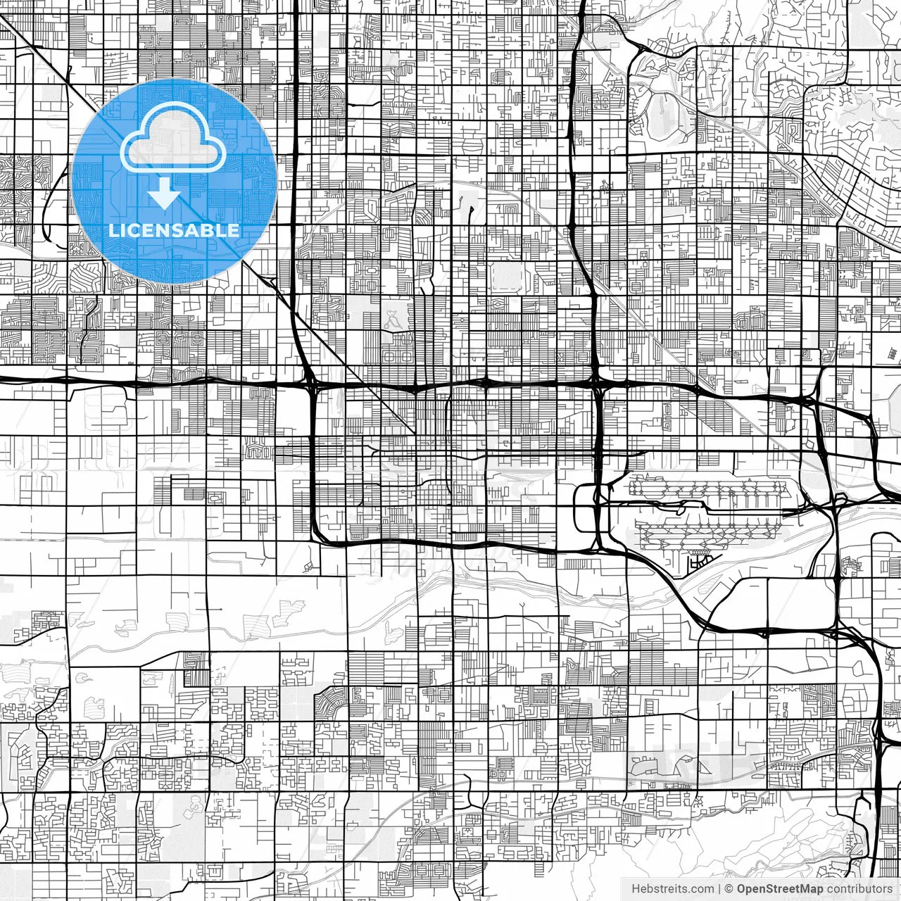 Vector PDF map of Phoenix, Arizona, United States