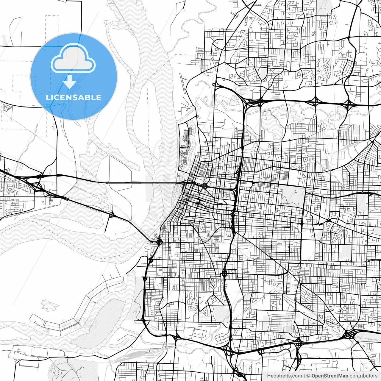Vector PDF map of Memphis, Tennessee, United States