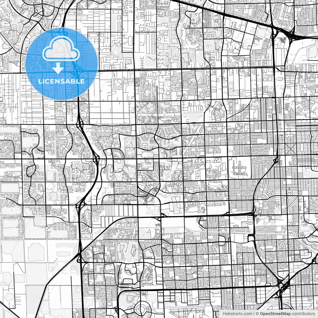 Vector PDF map of Pembroke Pines, Florida, United States