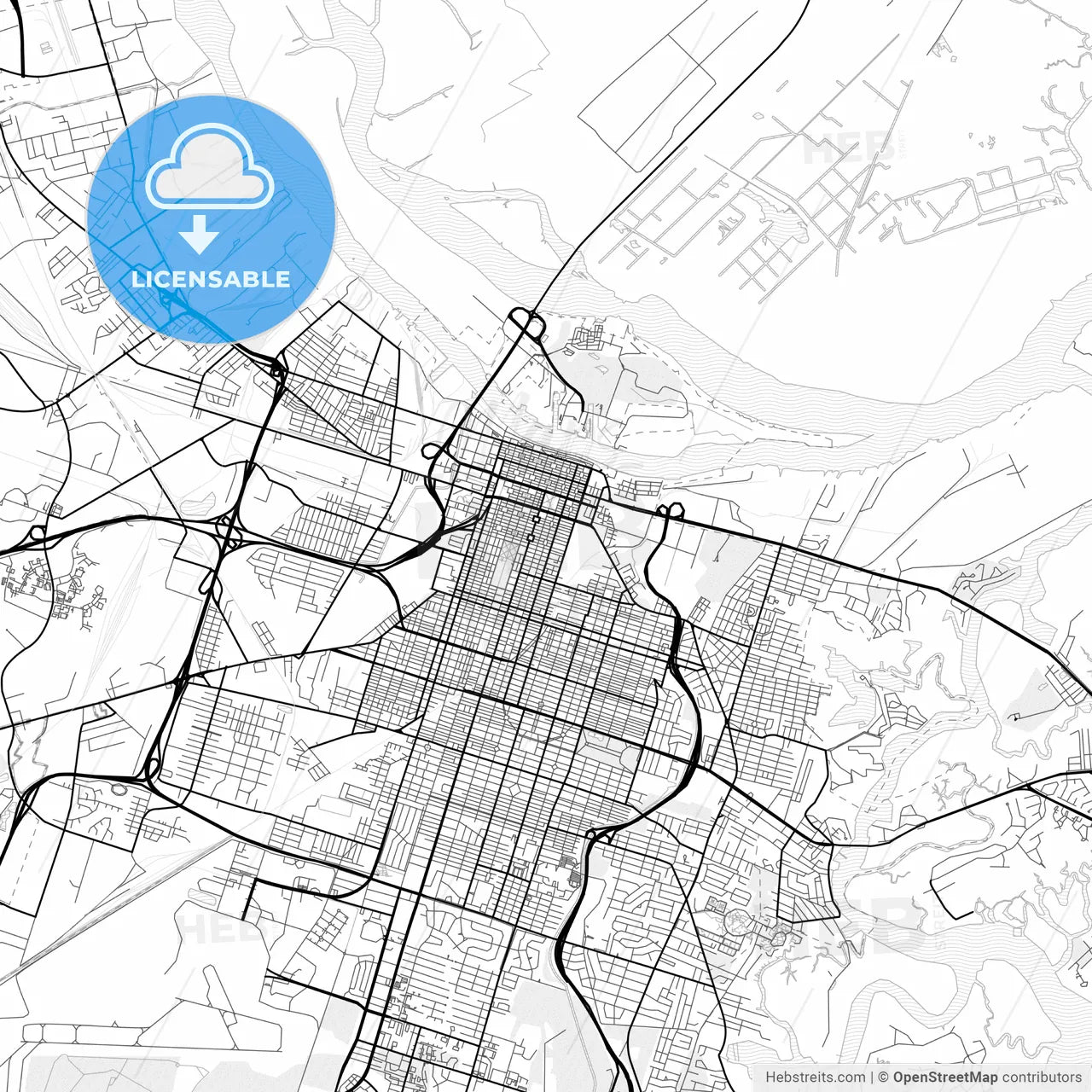 Vector PDF map of Savannah, Georgia, United States
