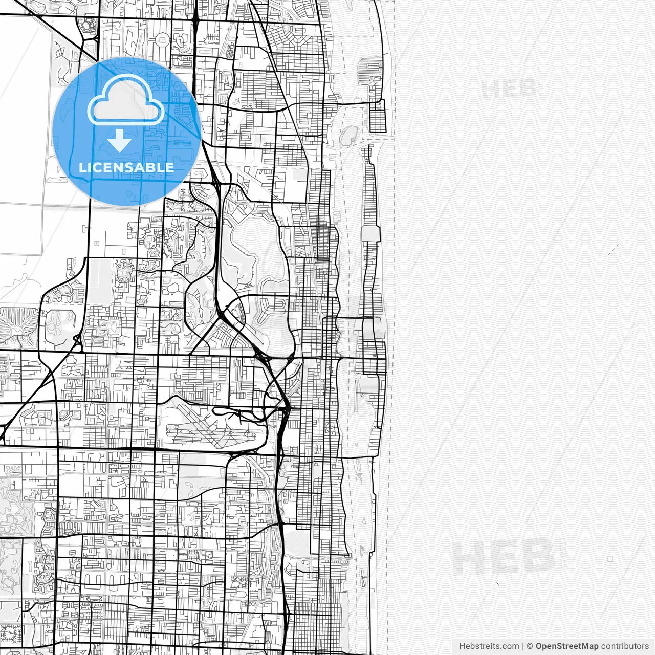 Vector PDF map of West Palm Beach, Florida, United States