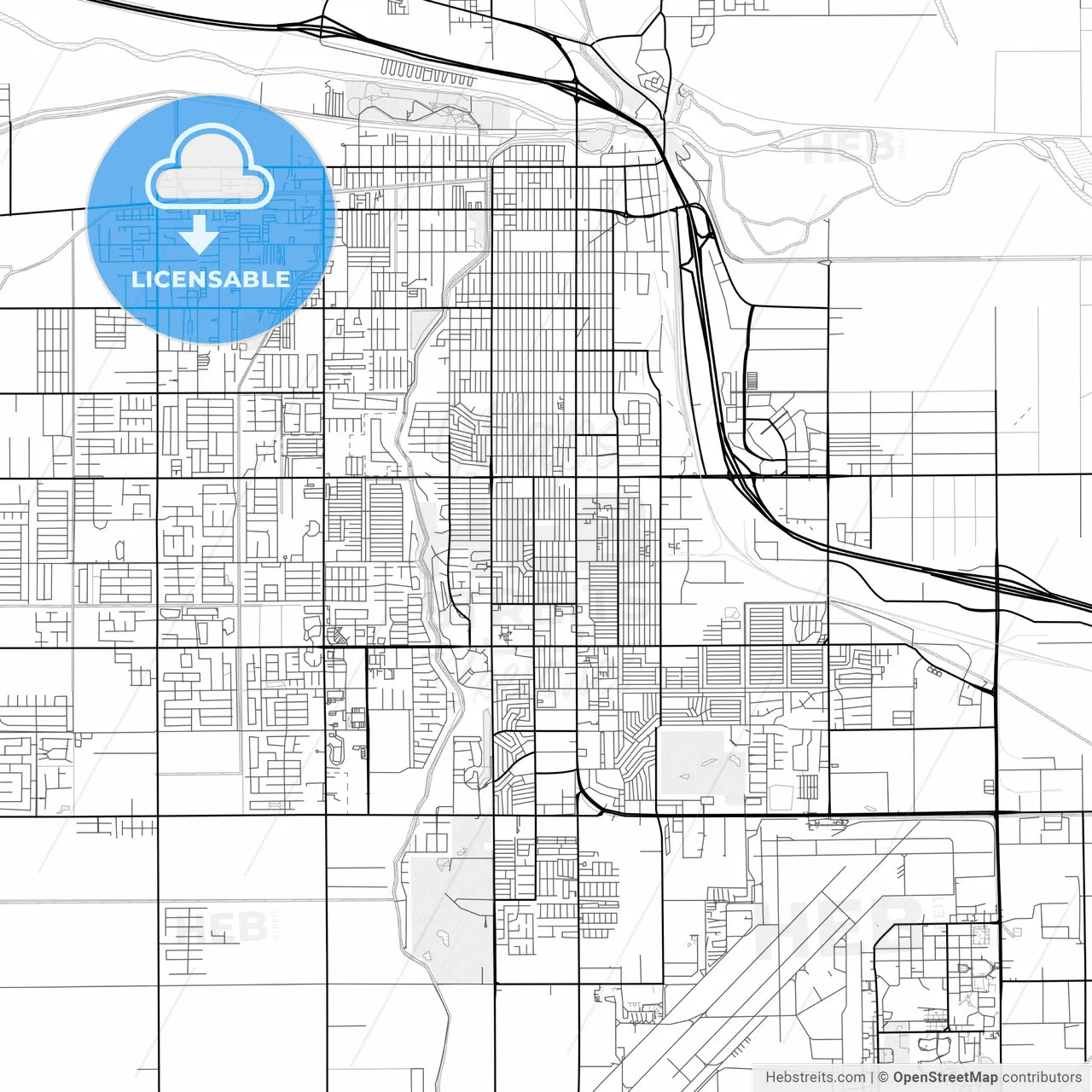 Vector PDF map of Yuma, Arizona, United States