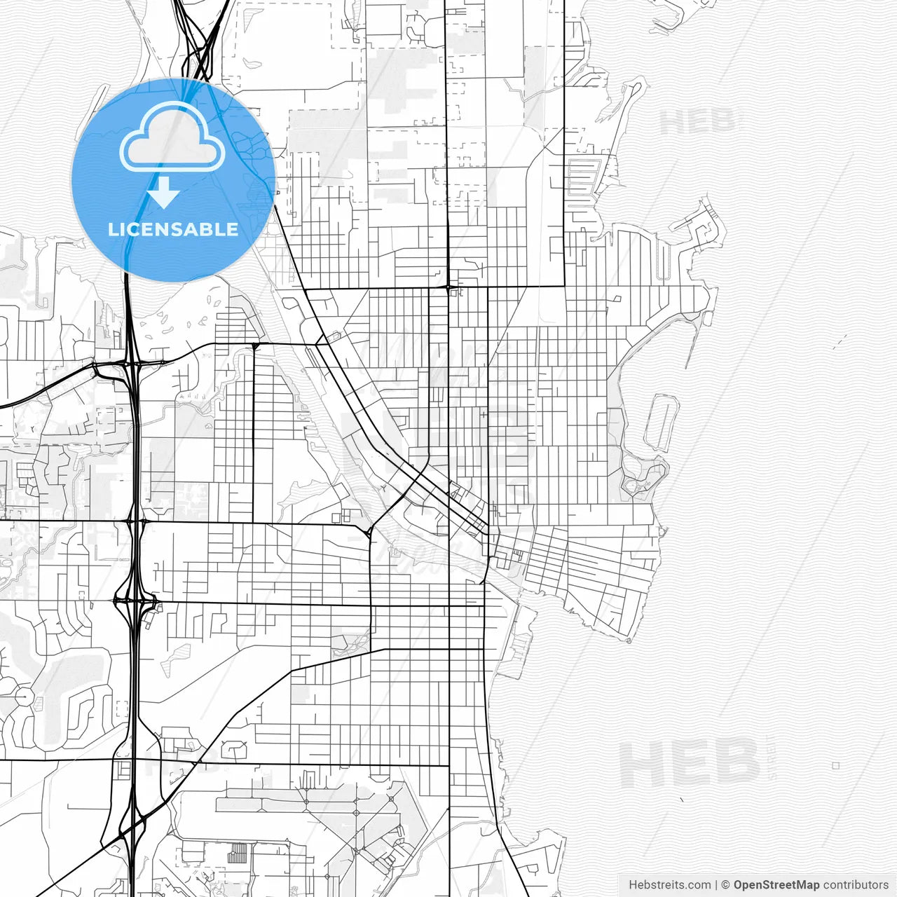 Vector PDF map of Oshkosh, Wisconsin, United States