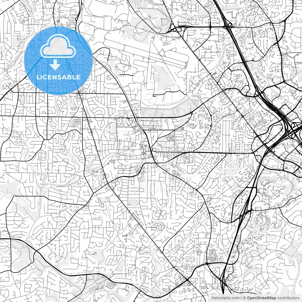 Vector PDF map of Smyrna, Georgia, United States