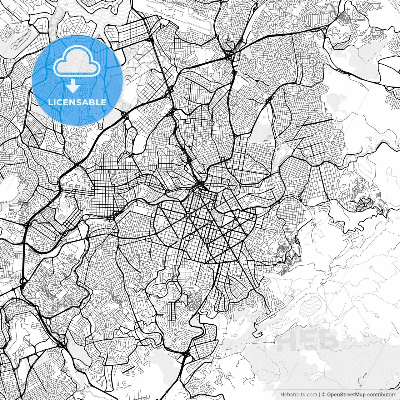 Vector PDF map of Belo Horizonte, Brazil