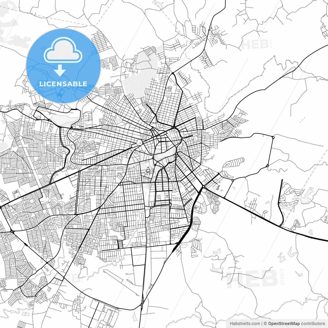 Vector PDF map of Campina Grande, Brazil