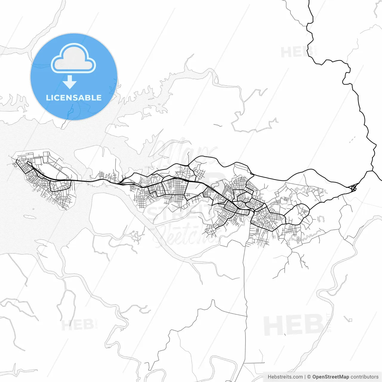 Vector PDF map of Buenaventura, Colombia