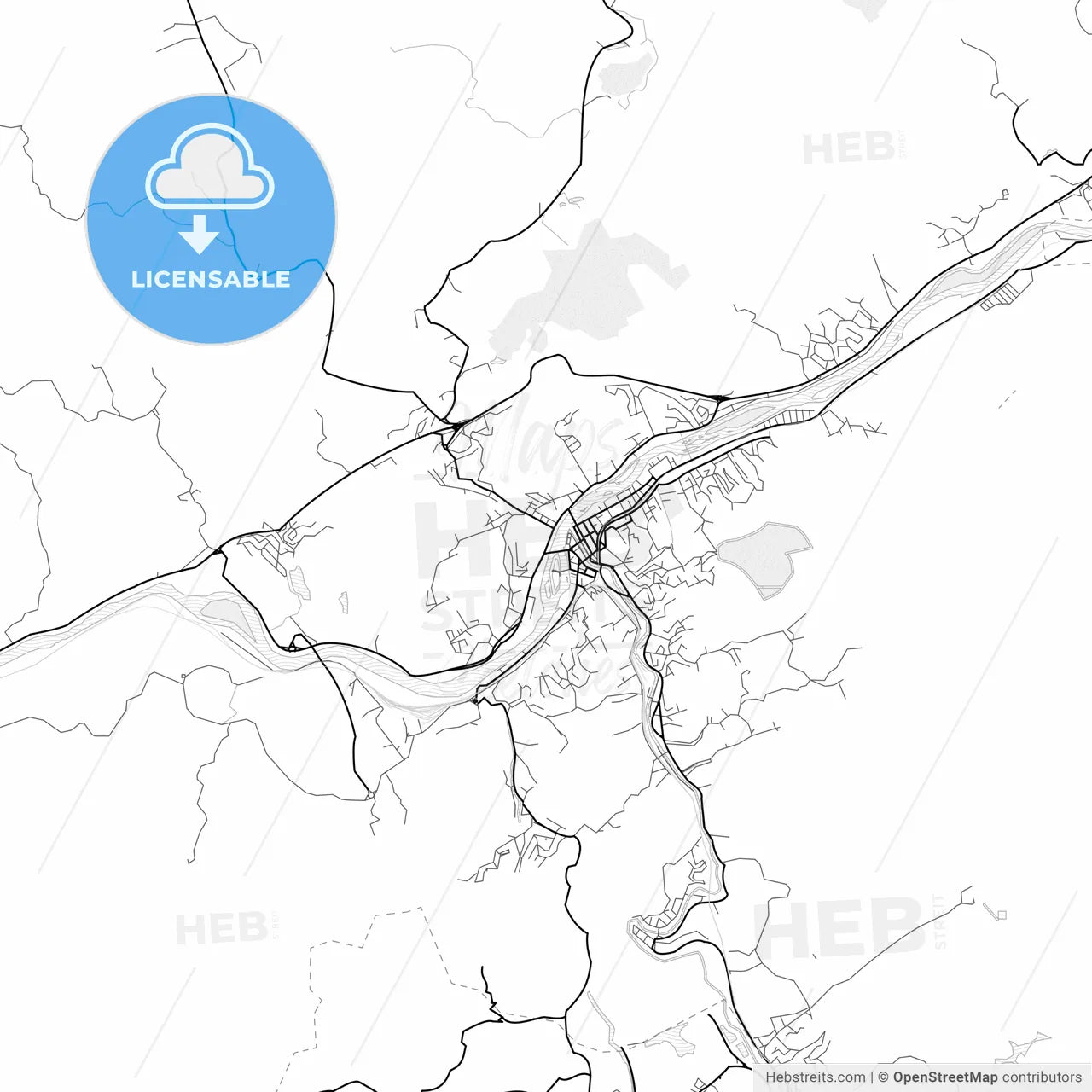 Vector PDF map of Barra do Pirai, Brazil