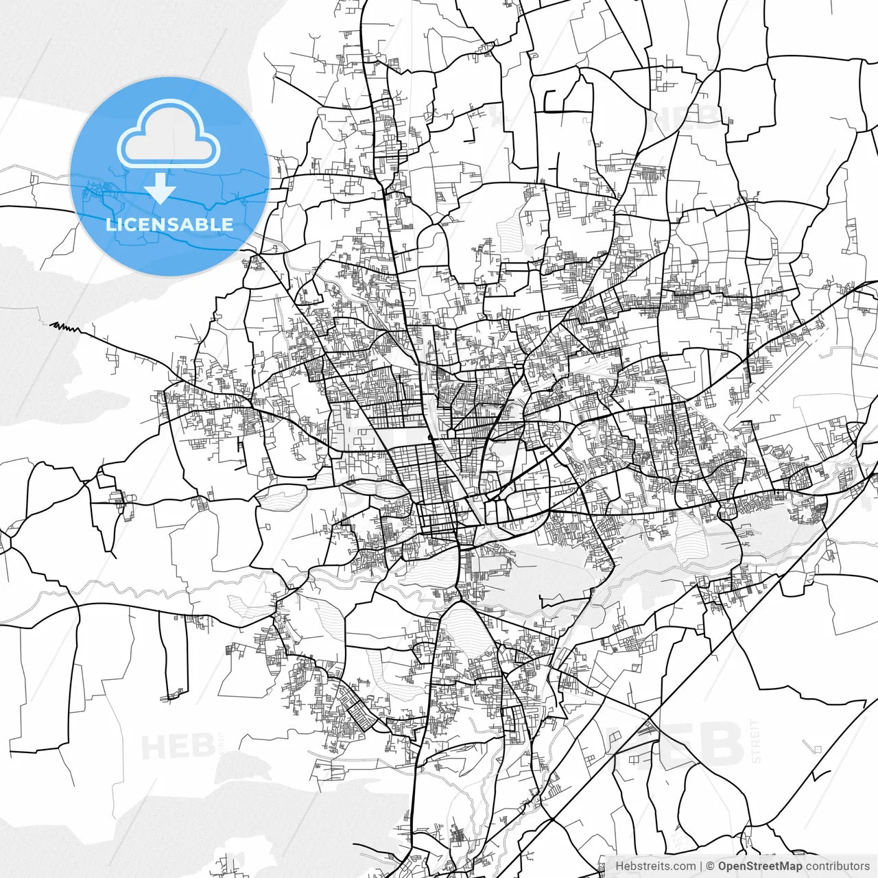 Vector PDF map of Coimbatore, India