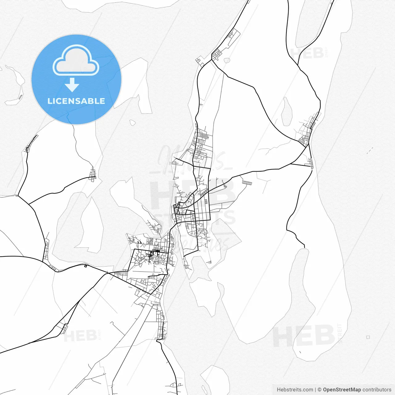 Vector PDF map of Tual, Indonesia