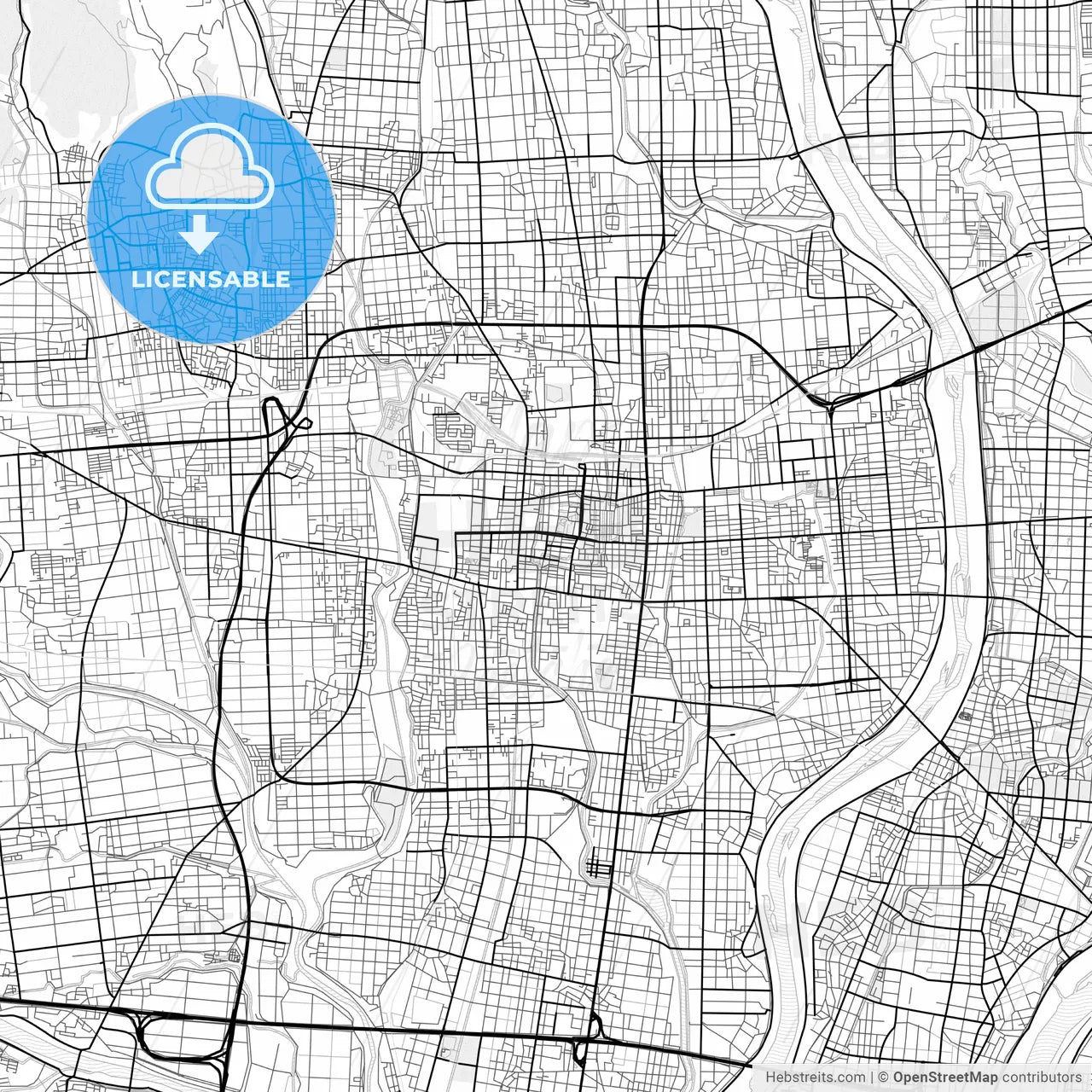 Vector PDF map of Ōgaki, Japan