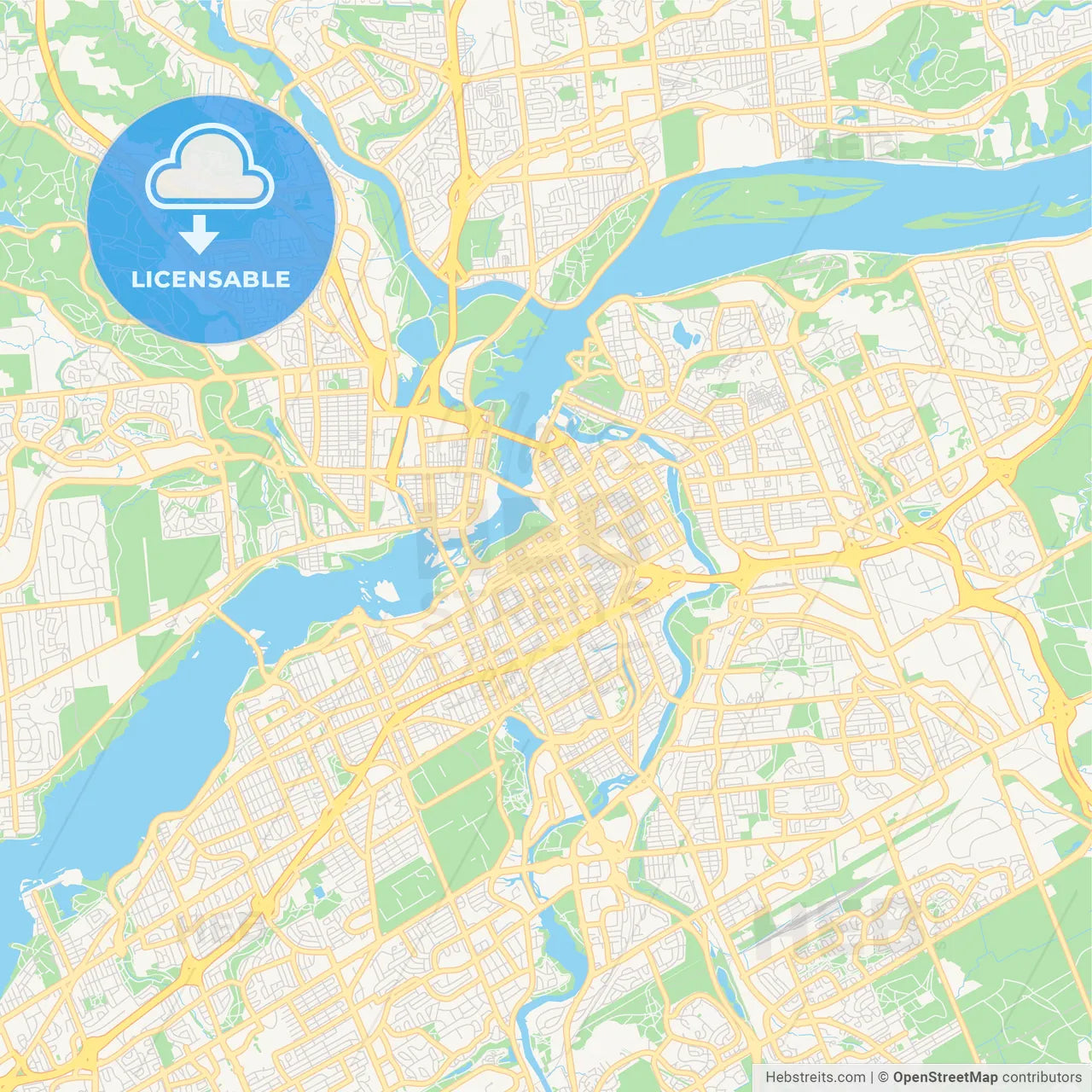 Empty vector map of Ottawa, Ontario, Canada