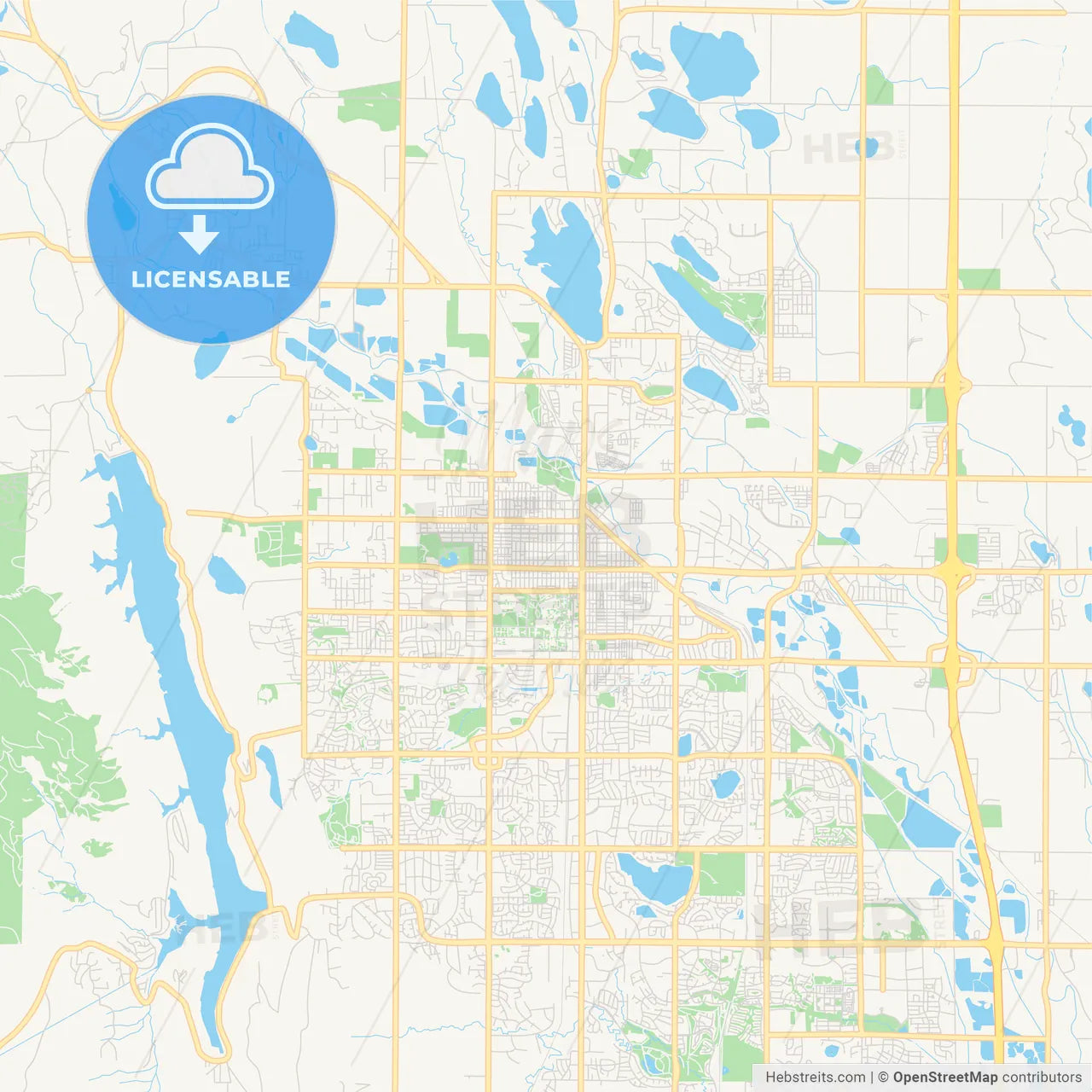 Empty vector map of Fort Collins, Colorado, USA