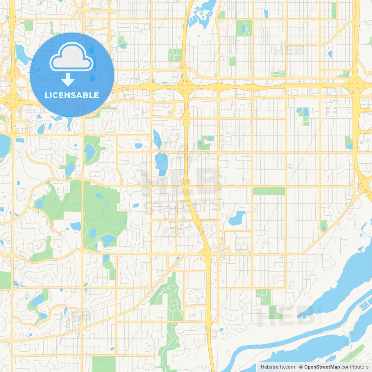 Empty vector map of Bloomington, Minnesota, USA