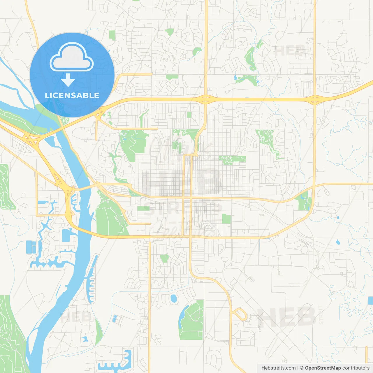 Empty vector map of Bismarck, North Dakota, USA