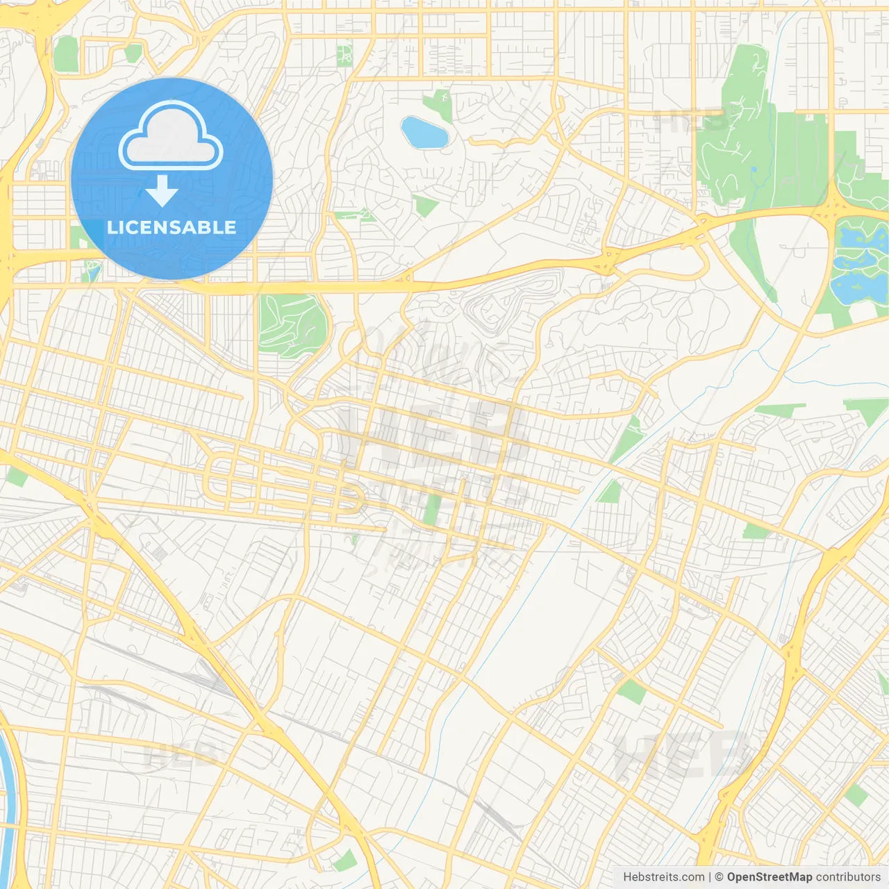 Empty vector map of Montebello, California, USA