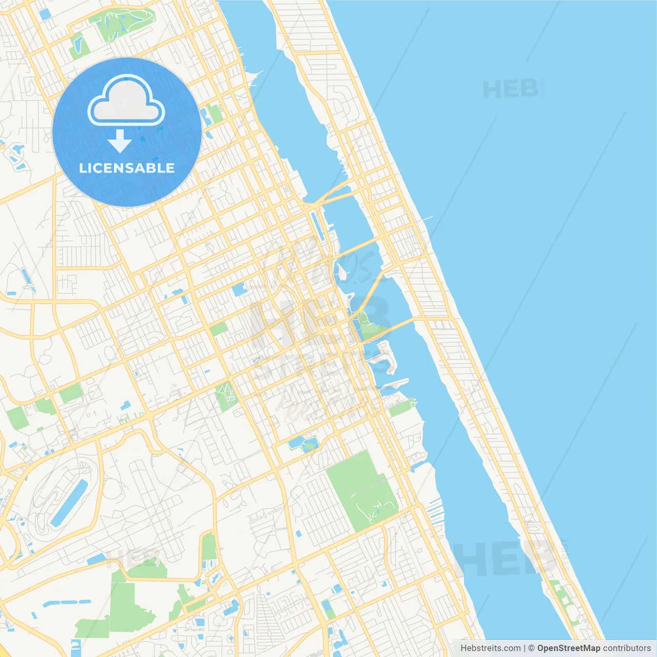 Empty vector map of Daytona Beach, Florida, USA