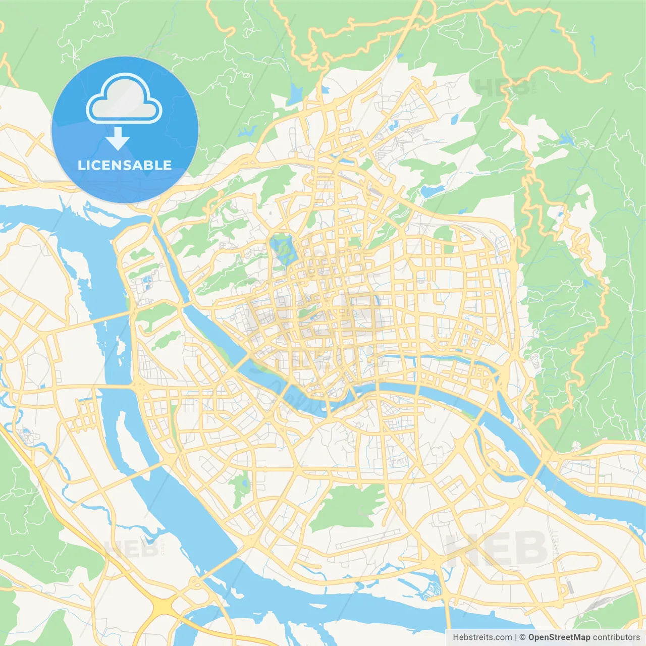 Printable street map of Fuzhou, China
